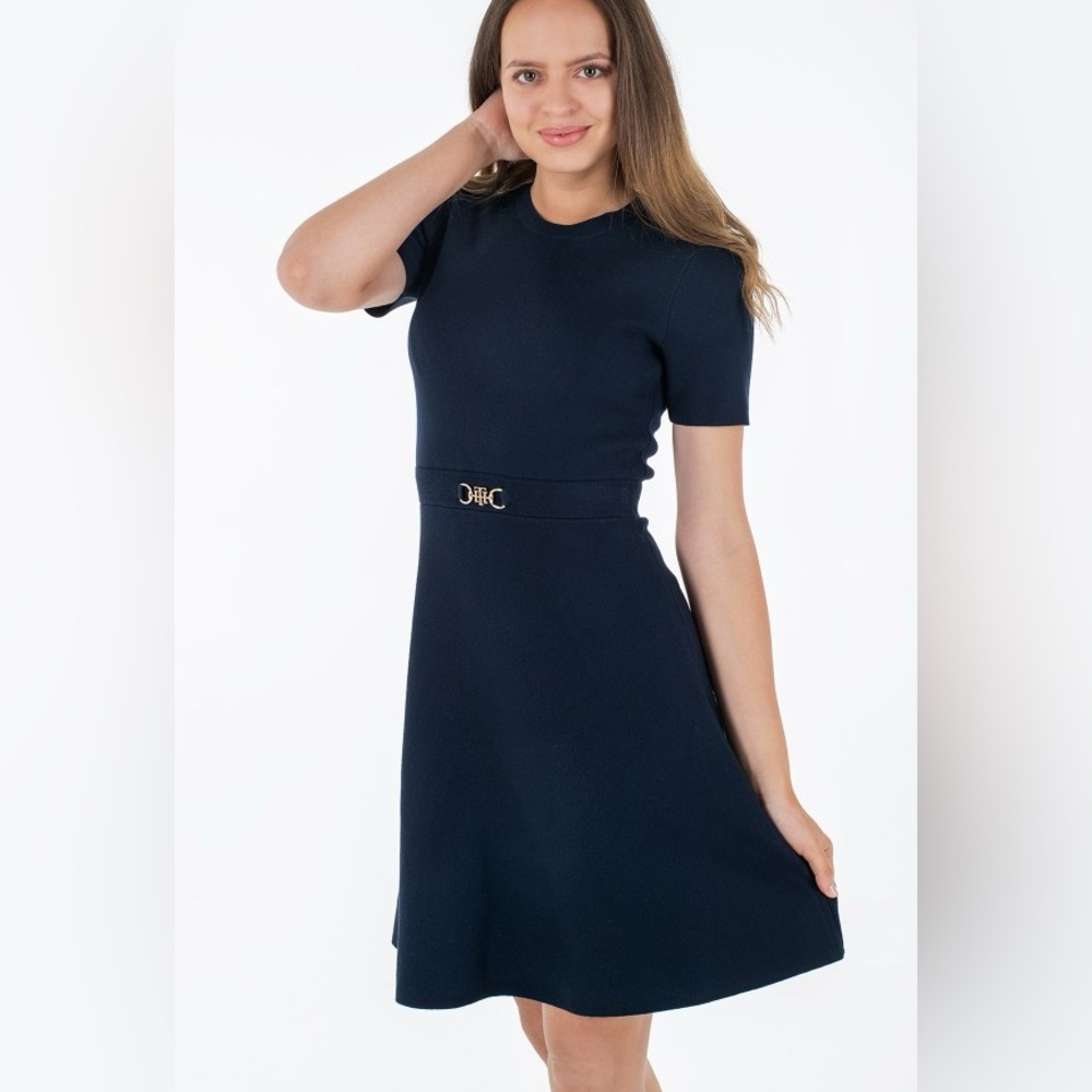 Tommy Hilfiger Women’s Navy Blue Horsebit Belted Dress 2